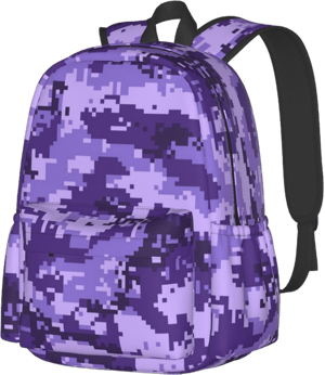 Purple Pixel Camo Unisex Backpacks 15in Laptop Backpack Multipurpose Double Shoulder Bag For Men Women Gifts Purple Pixel Camo 6 One Size