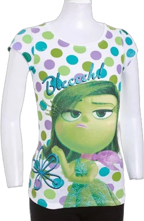 Disney Pixar Inside Out Girl Disgust Green Glitter Short Sleeve