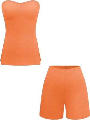 Micas Women's Split Strapless Top and Shorts Set