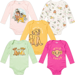 Disney Lion King Pumbaa Simba Timon Newborn Baby Girls 5 Pack Bodysuits Pink / Yellow / White / Green 3-6 Months