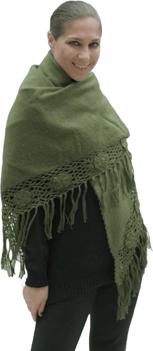 Alpaca Wool Crocheted Fringe Shawl