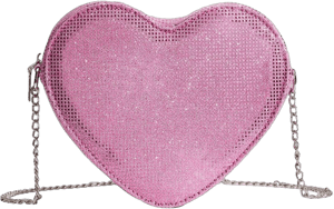 QWINEE Women's Glitter Heart Shape Evening Bag Mini Novelty Bags Funky Crossbody Shoulder Handbag One Size Pink