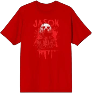 Bioworld Men's Friday The 13th Blood Splatter Jason Mask Crew Neck Short Sleeve