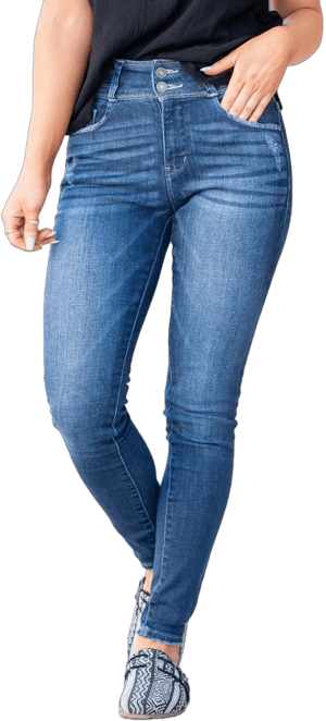 Kancan High Waisted Double Button Skinny Jeans