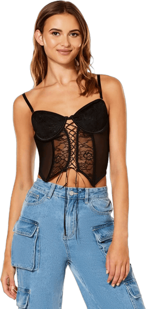 Spirit Halloween Floral Lace-Up Corset Top