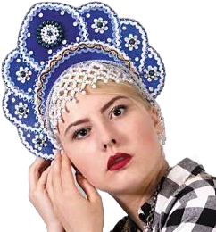 Elena Kokoshnik Headdress (Dark Blue)