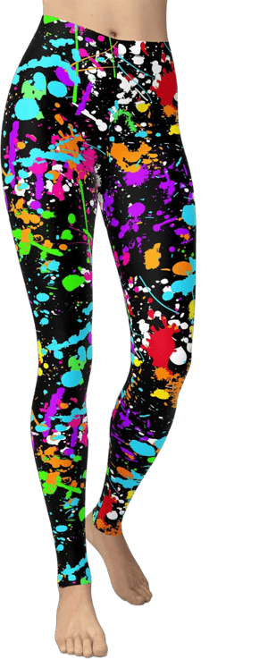 80s Artistic Splash Printed Stretchy Leggings