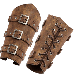 Spooktacular Creations Men's Medieval Leather Buckle Bracers