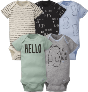 Gerber Baby Boys 5-Pack Short Sleeve Bear Onesies Bodysuits