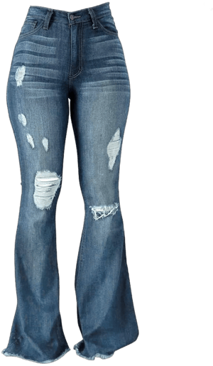 Vintage 90s High-Rise Flare Bell Bottom Ripped Distressed Jeans