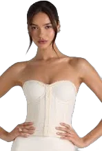 Oh Polly Ruched Lace-Up Strapless Corset Top