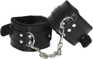 BDSM Adjustable Handcuffs Wrist Bracelets Ankle, Sex Bondage Set Wrist Cuffs Plush Padded Restraints, PU Leather Handcuffs kit Slave Fetish Beginner SM Adult Sex Toys for Women and Couple, Black