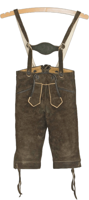 Vintage brown suede Lederhosen shorts with suspenders kid's