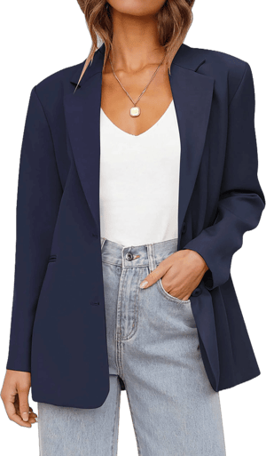 Women's Casual Long Sleeve Blazer Jacket with Pockets