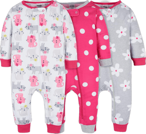 Onesies Brand Baby Girls' 3-Pack Snug Fit One-Piece Cotton Pajamas 5T Dots & Kitties