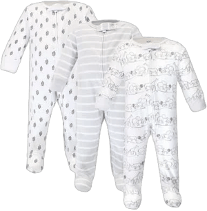 Touched by Nature Baby Organic Cotton Zipper Sleep and Play 3pk