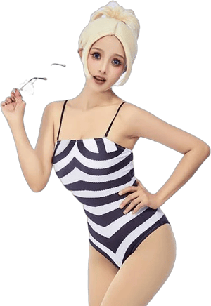 Barbara Doll Vintage Striped One-Piece Swimsuit