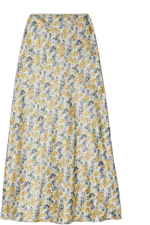 DÔEN Elowen Picot-Trimmed Floral-Print Silk-Charmeuse Midi