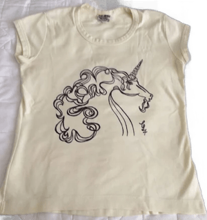 Vintage 1980's Variety, Women’s Graphic T-shirt White, Unicorn Design.