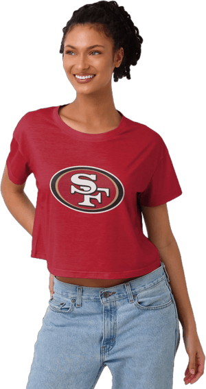 FOCO San Francisco 49ers Womens NFL Solid Big Logo Crop Top