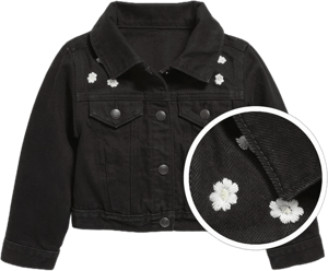 Old Navy Toddler Girls Cropped Embroidered Trucker Jean Jacket