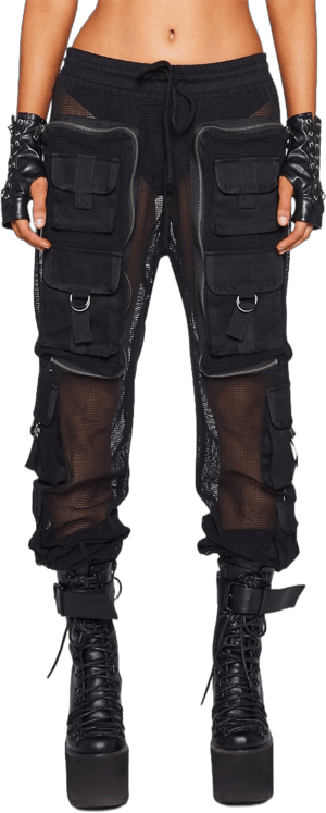 Club Exx Complex Nights Fishnet Cargo Pants