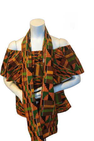 Kente Off Shoulder African Print Blouse with Head Wrap