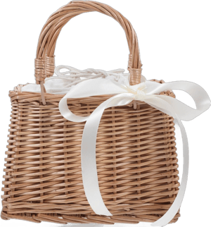 Cabilock Flower Girl Basket - Rattan Wicker Flower Girl Basket, Small Woven Basket with Handle, Picnic Basket, Women Straw Tote with Handle for Weddings, Garden Storage Home Decor White 23.50X15.50X13.00CM