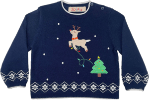 Zubel Reindeer Applique Knit Sweater