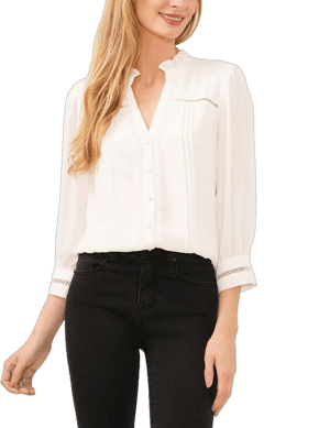 Cece Women's Pintuck Detail Button-Down Blouse