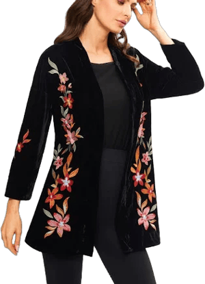 A205 - Floral Embroidered Velvet Jacket