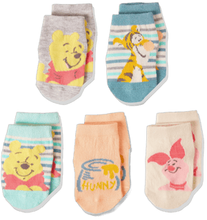 Winnie the Pooh Baby Girls' 5 Pack Shorty Socks