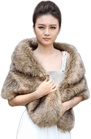 Aukmla Women's Rhinestone Fur Wrap