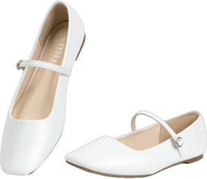 MUSSHOE Women's Square Toe Latex Insole Ballet Mary Jane Flats