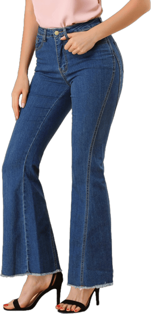 Allegra K Women's Vintage High Waist Stretch Denim Bell Bottom Jeans