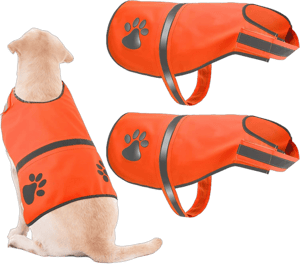 Geyoga 2 Pieces Dog Reflective Vest Adjustable Dog Safety Vest PET Dog High Visibility Dog Hunting Vest Dog Jacket Apparel for Outdoor Activities Walking Hunting (Orange)