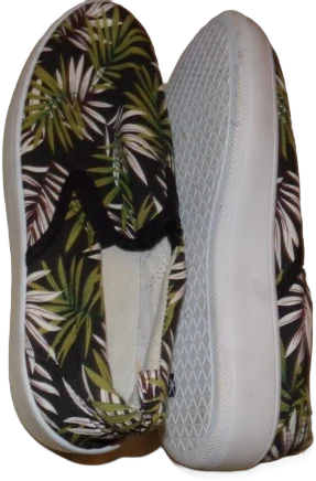 Rue 21 Etc Slip On Sneakers Shoes Size L 8/9 Tropical Leaves