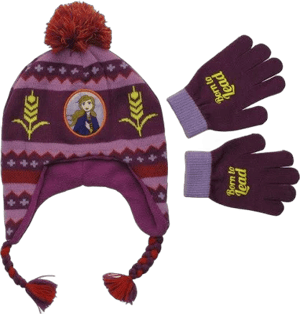 Frozen Anna Born to Lead Youth Beanie Hat Gloves Set in Red