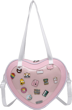 Cherry Sauce Heart Shaped Canvas Crossbody Bag