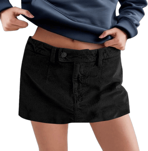 Corduroy Mini Skirt for Women Low Waist A Line Cord Skort Casual Vintage Fall Going Out Short Skirts Medium Black