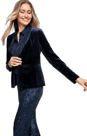 Sequin Collar Velvet Blazer