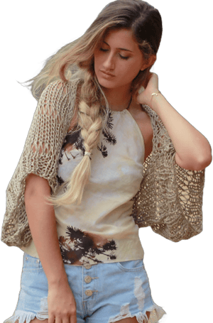 Beige loose knit shrug, women&#39;s loose weave bolero, hand knit summer cotton viscose shrug, handmade beige cropped cotton sweater