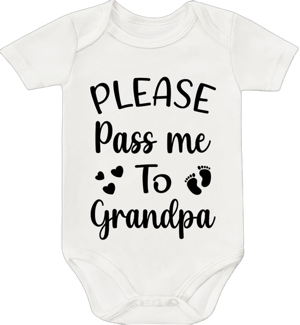 Please Pass Me to Grandpa Bodysuits, First Time Grandpa Gifts Baby Items Cute Baby Newborn Cotton Bodysuit 0-24 Months 9-12 Months White