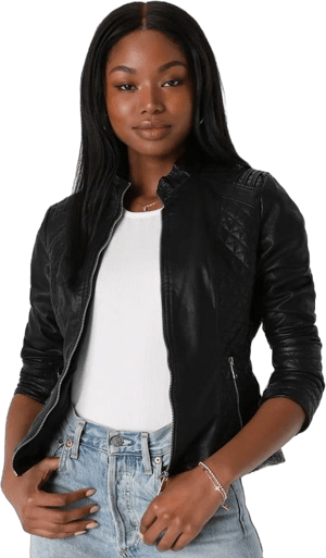 Lulus Women's Vegan Leather Moto Jacket