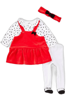 Little Me Velour Dress, Tights & Headband Set