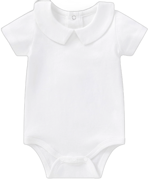 pureborn Baby Boys Girls Bodysuits Unisex Short Sleeve Peter Pan Collar Summer Cotton Romper White 12-18 Months