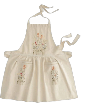 World Market Natural Embroidered Floral Apron