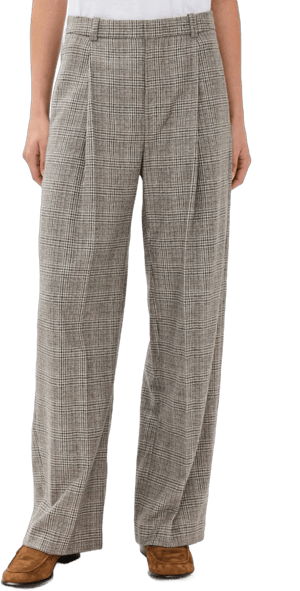 Vince Women's High-Rise Wool-Blend Plaid Trousers