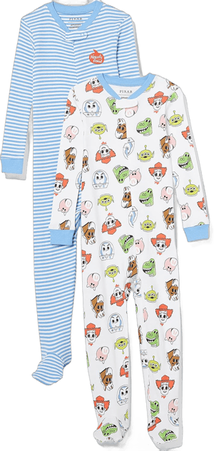 Amazon Essentials Disney | Marvel | Star Wars Unisex Babies' and Toddlers' Snug-Fit Cotton Footed Pajamas, Multipacks 2 Toy Story Play Nice 2T