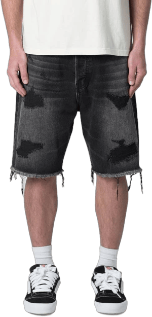 mnml Elongated Ripped Denim Shorts